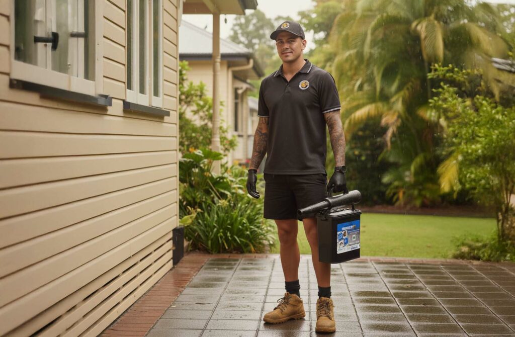 Cairns home during the wet season surrounded by tropical vegetation, showing why wet season pest control is important.