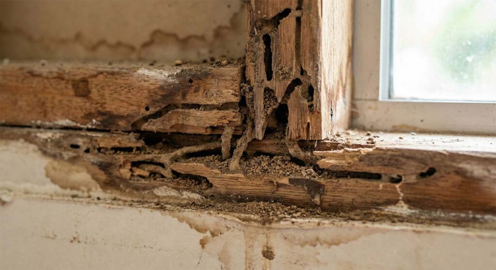 Termite damage to timber structures in a Cairns property
