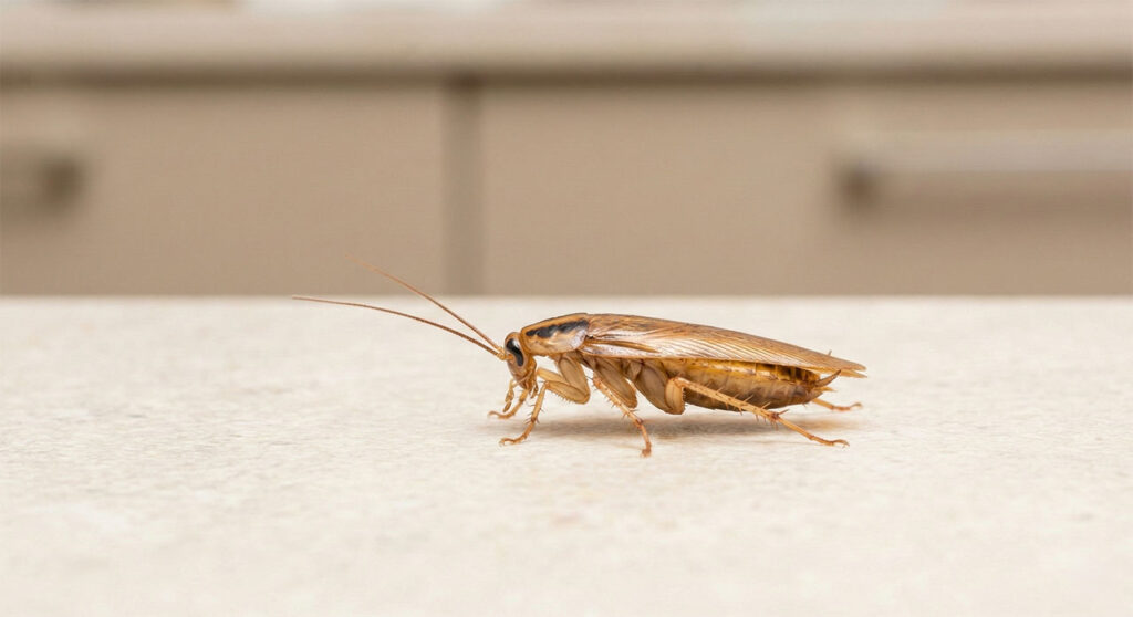 Close-up of a German cockroach showing identifying stripes, highlighting the need for targeted German cockroach treatment in Cairns