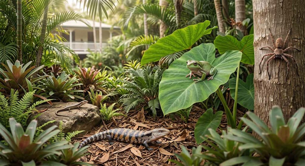 Beneficial native wildlife living in a tropical Cairns garden